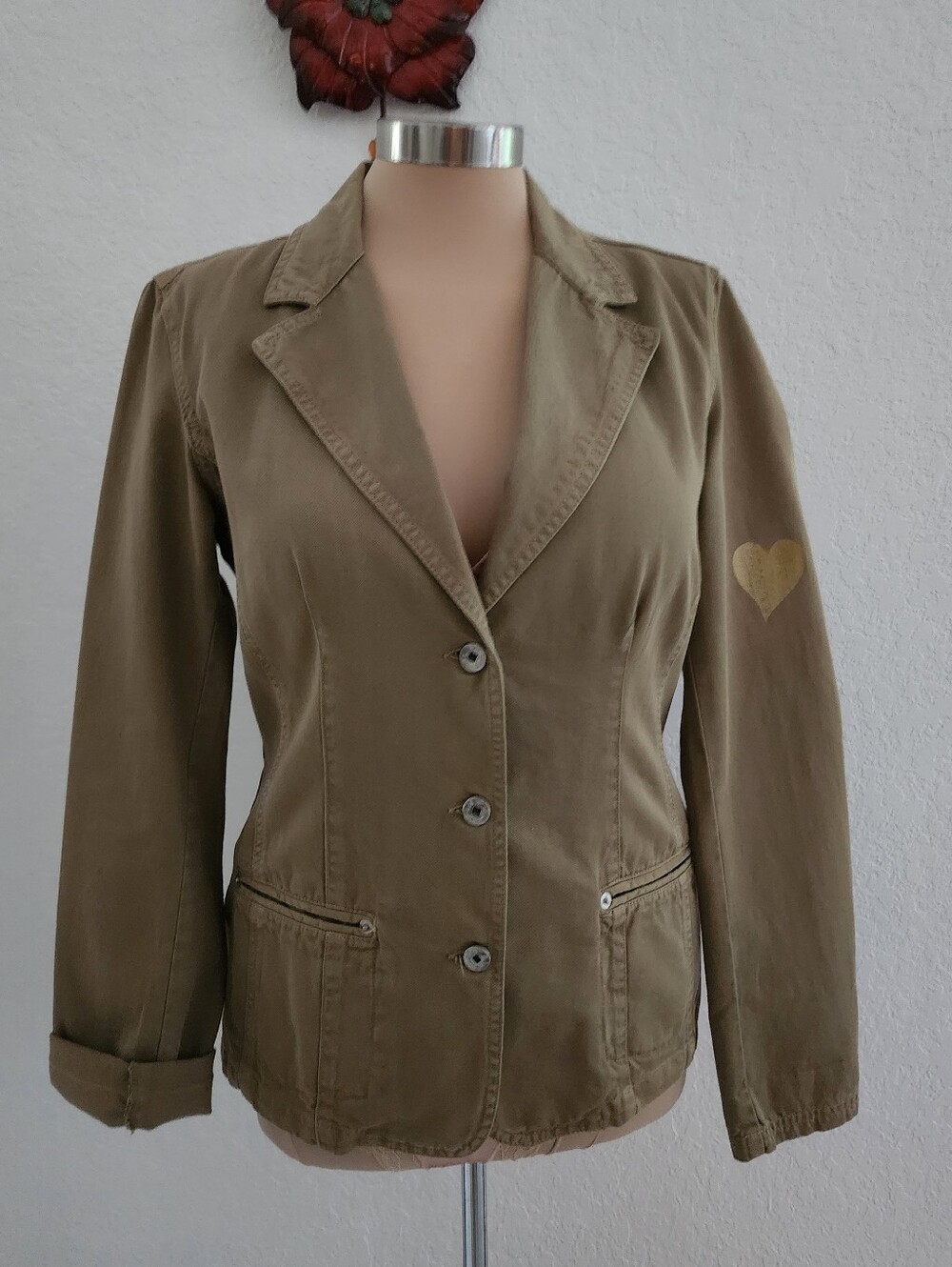 LIU JO | Women's Khaki Button-Front Blazer Jacket